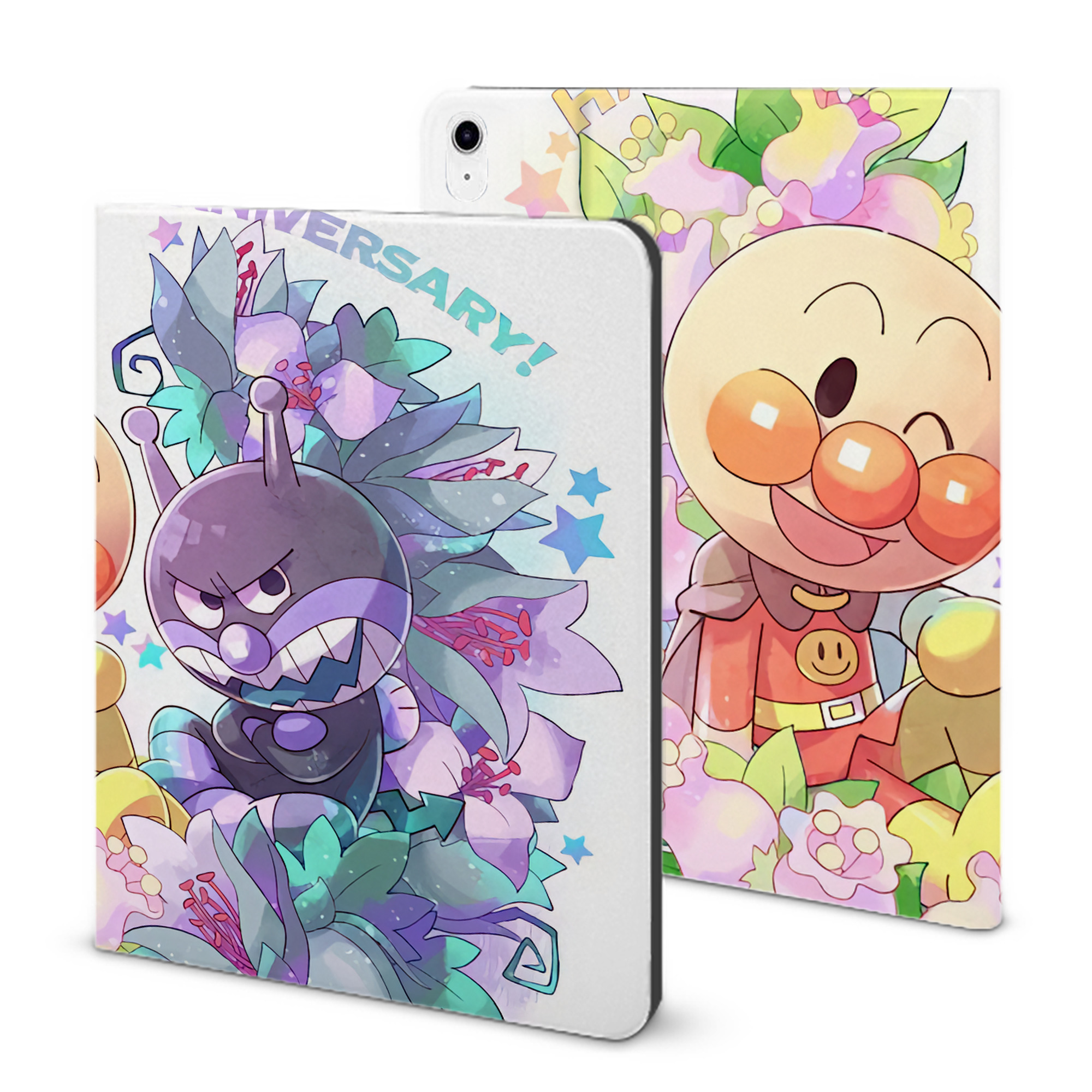 （画像用） アンパンマン Anpanman IPad ケース ブック型 PUレザー TPU 耐衝撃 軽量 薄型 ペン収納なし 全面保護 IPad 各モデル対応